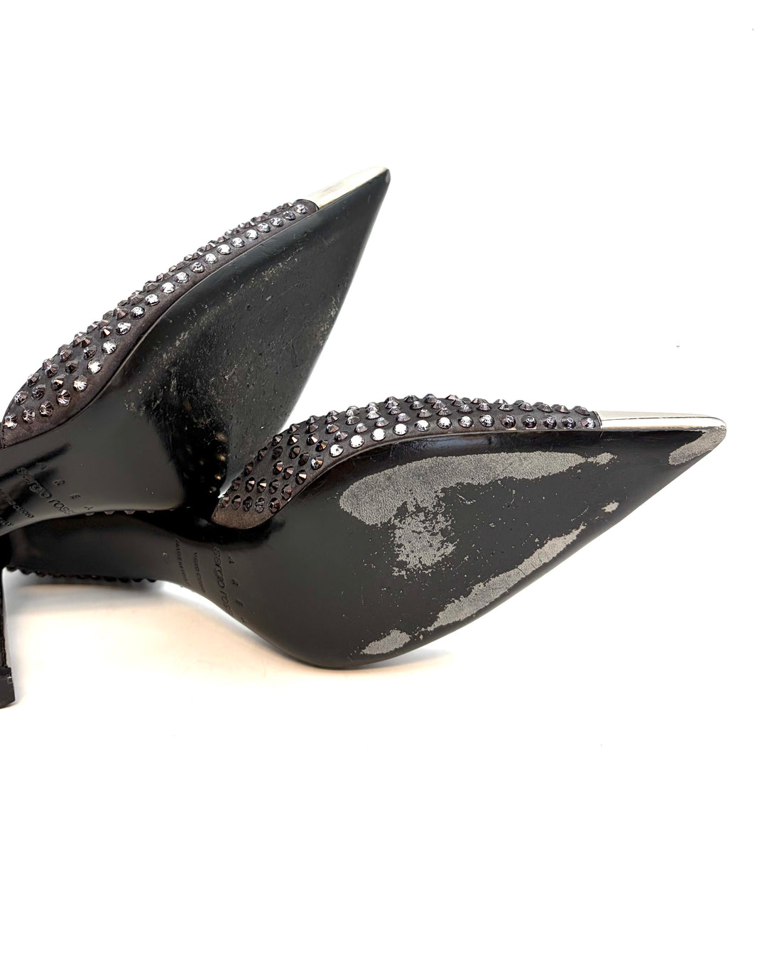 Black Allover Black and Pink Gem Stud Pumps - Size 39