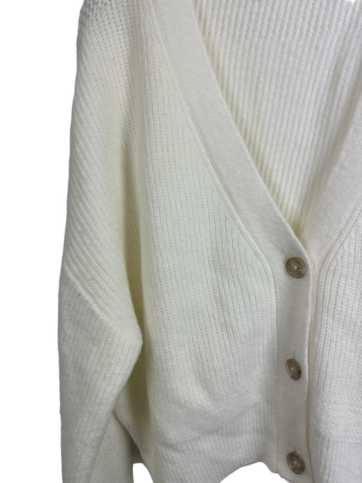 White Ribbed Knit Cardigan - Size 4/6