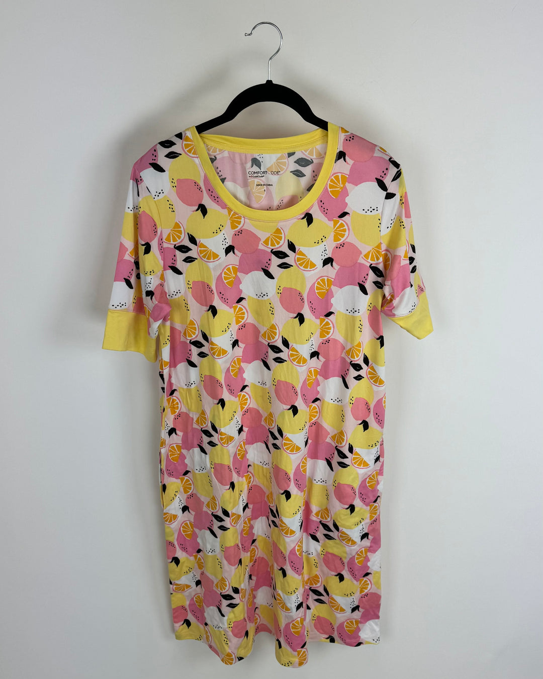 pink lemon print dress Brocade pink Lemons print sleeveless mini dress