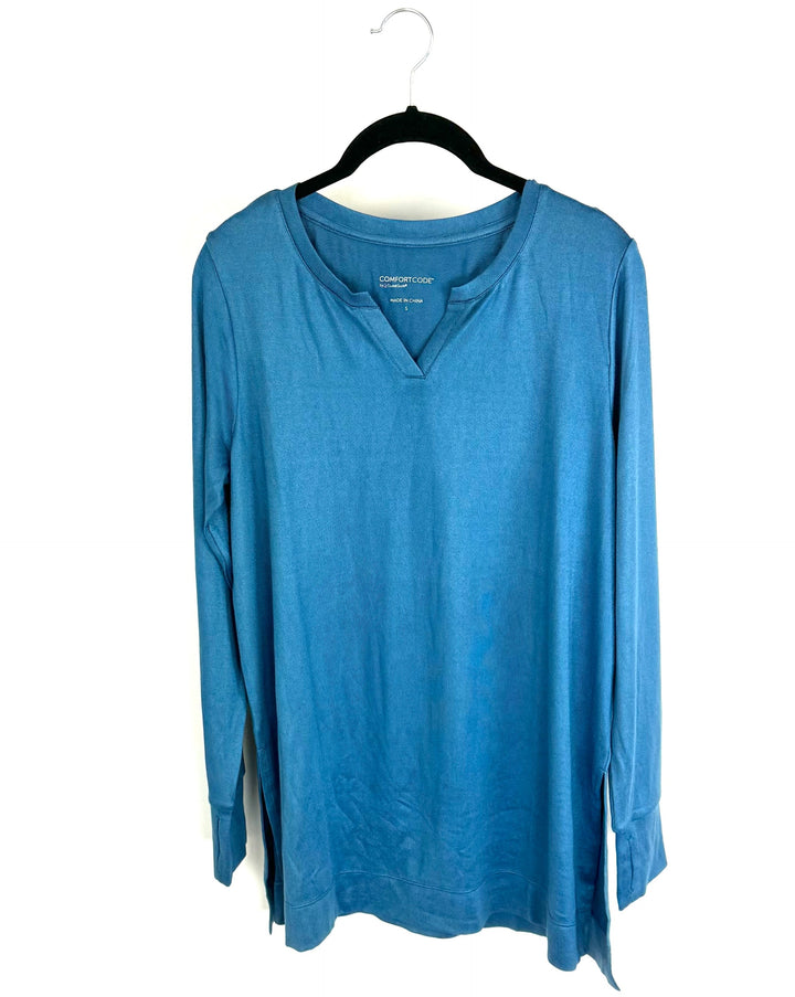 Dusty Blue Long Sleeve Top - Size 6-8