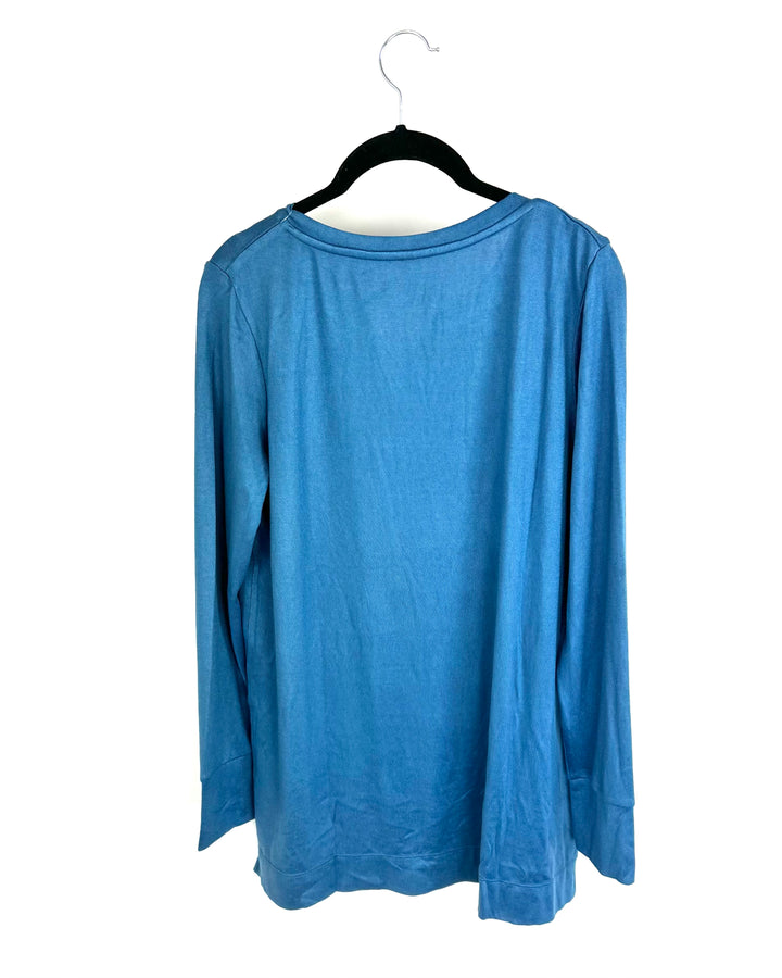 Dusty Blue Long Sleeve Top - Size 6-8