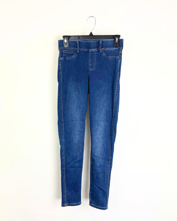 High Rise Dark Marble Blue Jeggings - Size 0/2
