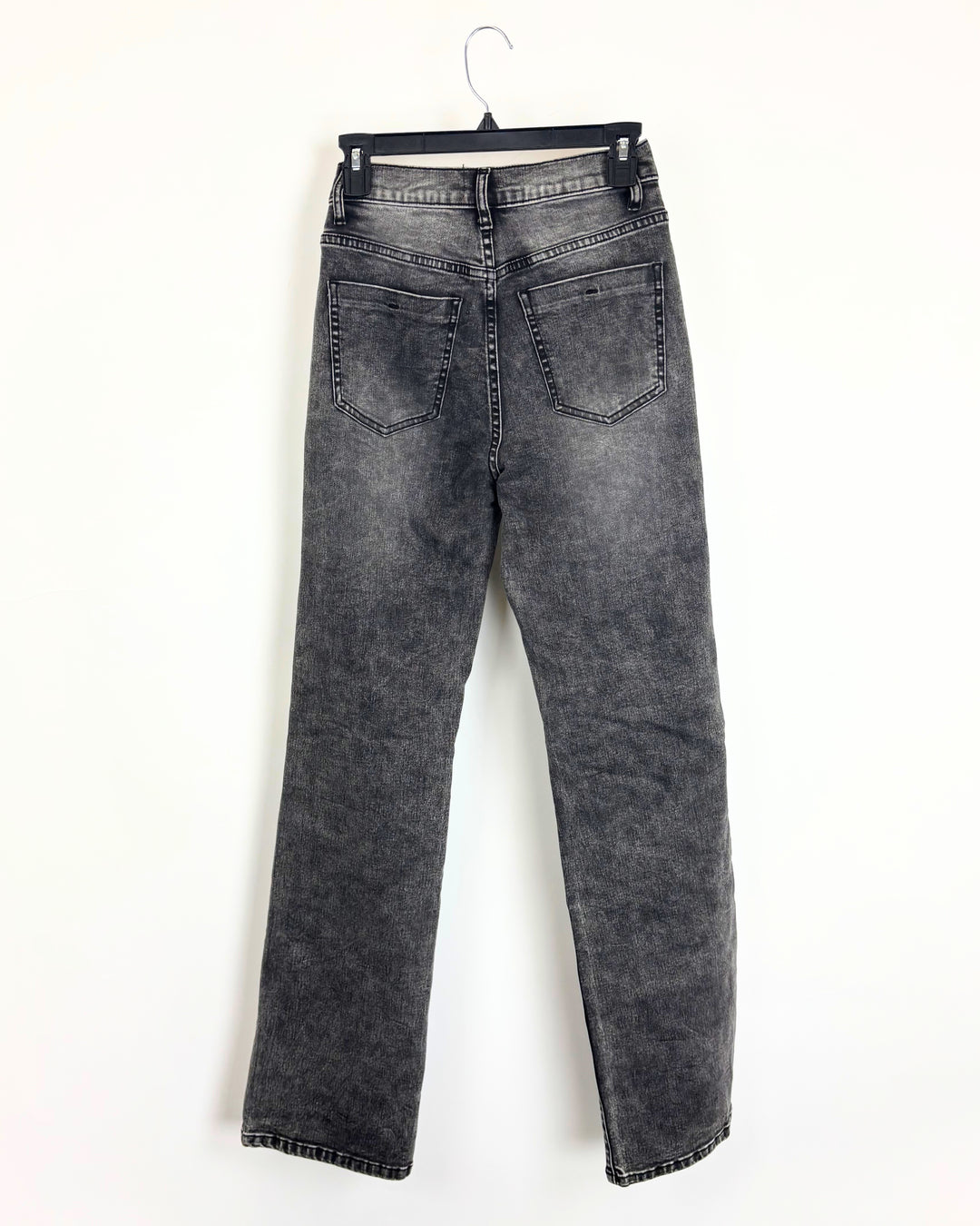 Black Washed High Rise Relaxed Straight Jean - Size 2/4