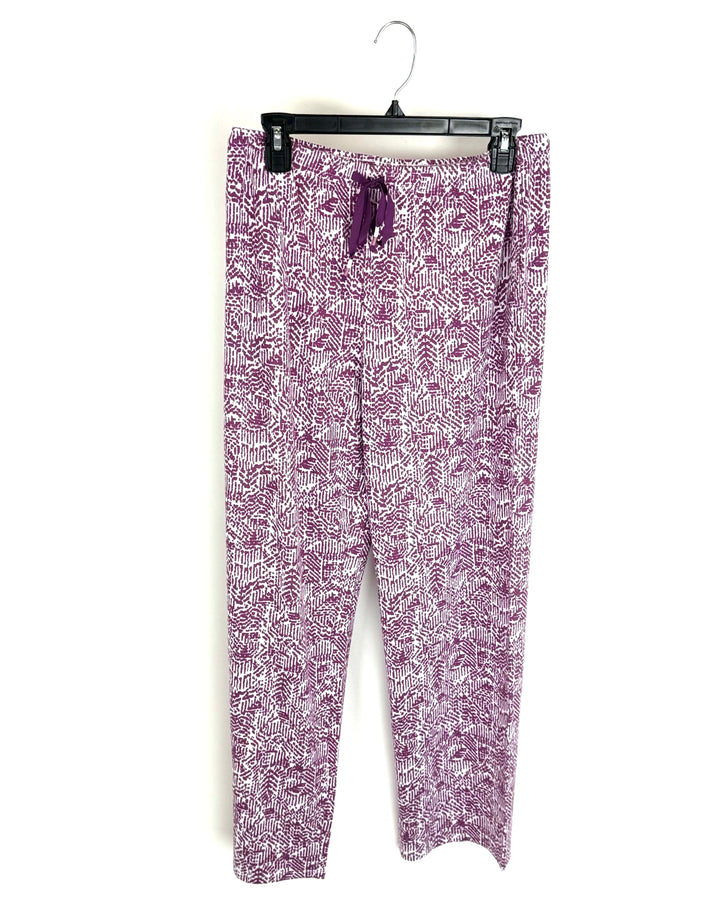 Purple And White Abstract Sweatpants - Size 6-8