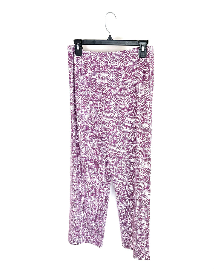 Purple And White Abstract Sweatpants - Size 6-8