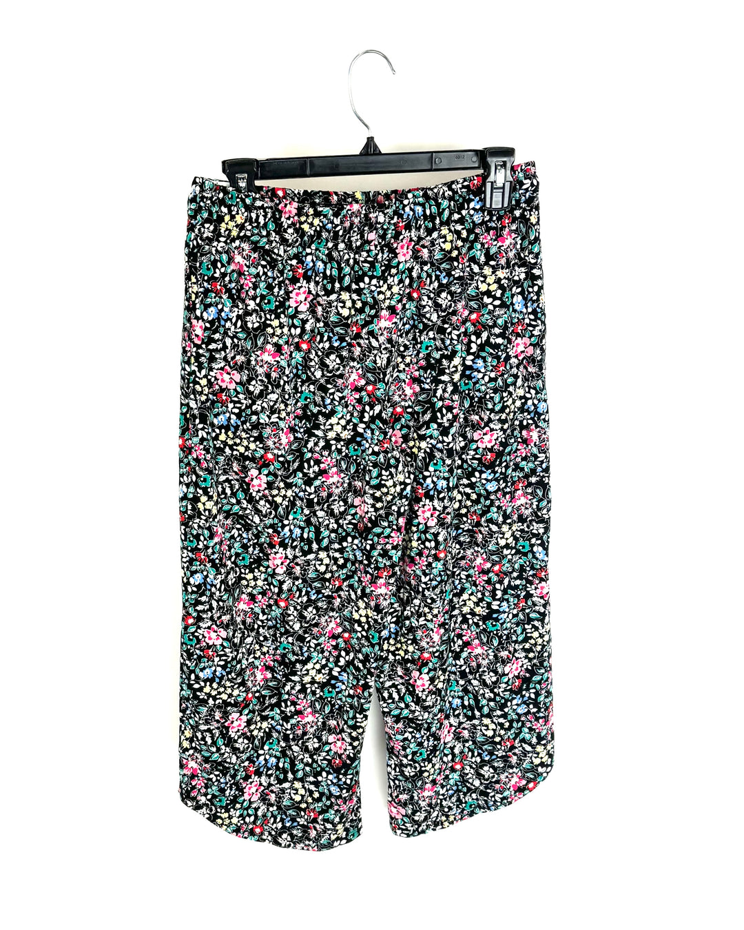 Black Floral Printed Cropped Pajama Pants - Size 4-6