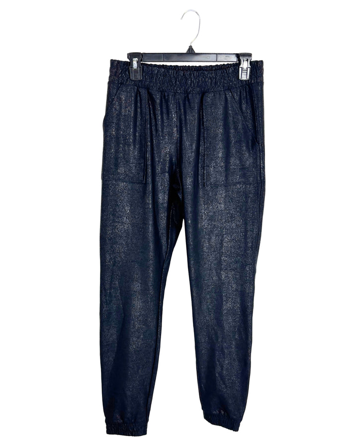 Shiny Black Joggers - Size 0/2