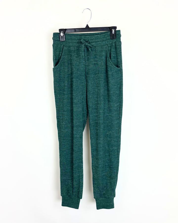 Green Ribbed Knit Joggers - Size 0/2