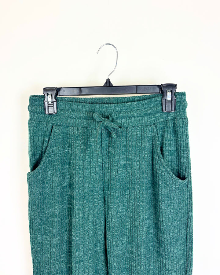 Green Ribbed Knit Joggers - Size 0/2