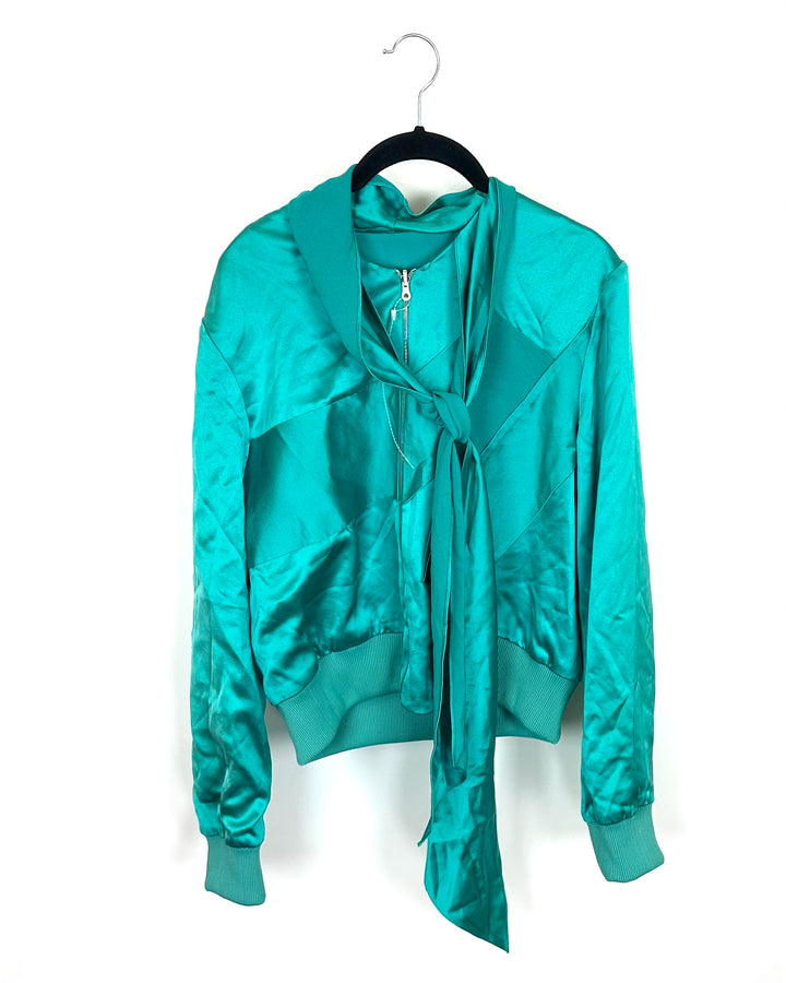 Teal Green Scarf Tie Neck Top - Size 4/6