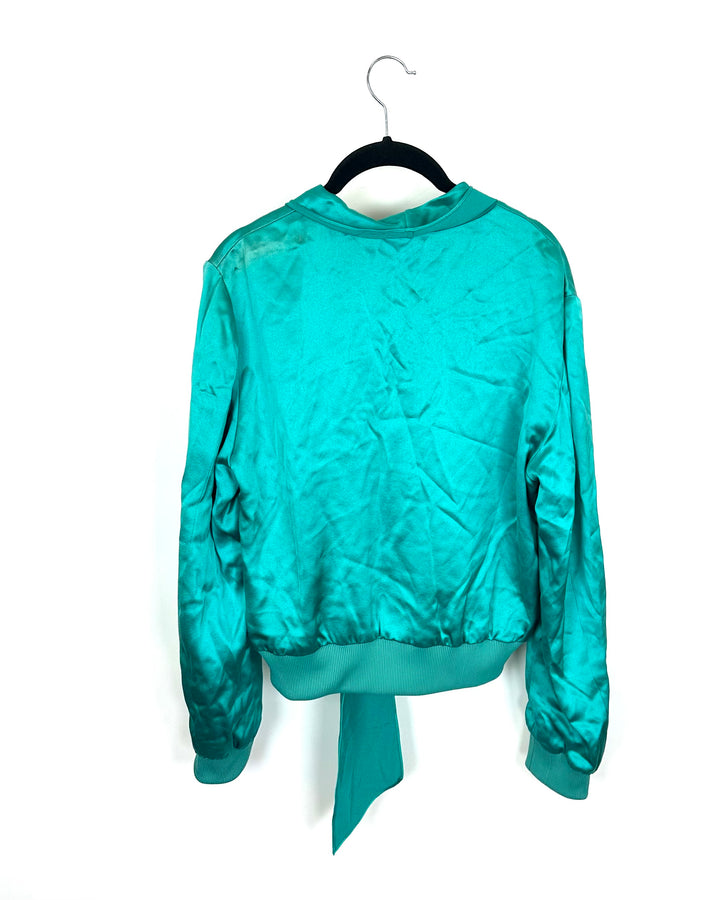 Teal Green Scarf Tie Neck Top - Size 4/6