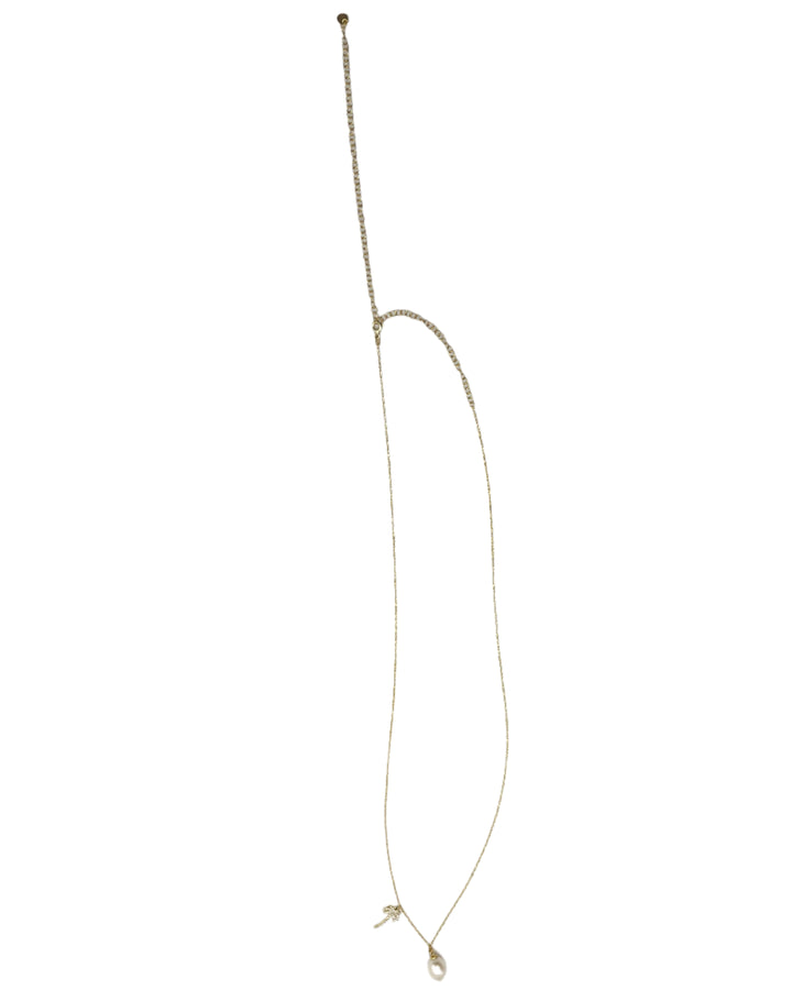 Gold Pearl and Palm Tree Necklace