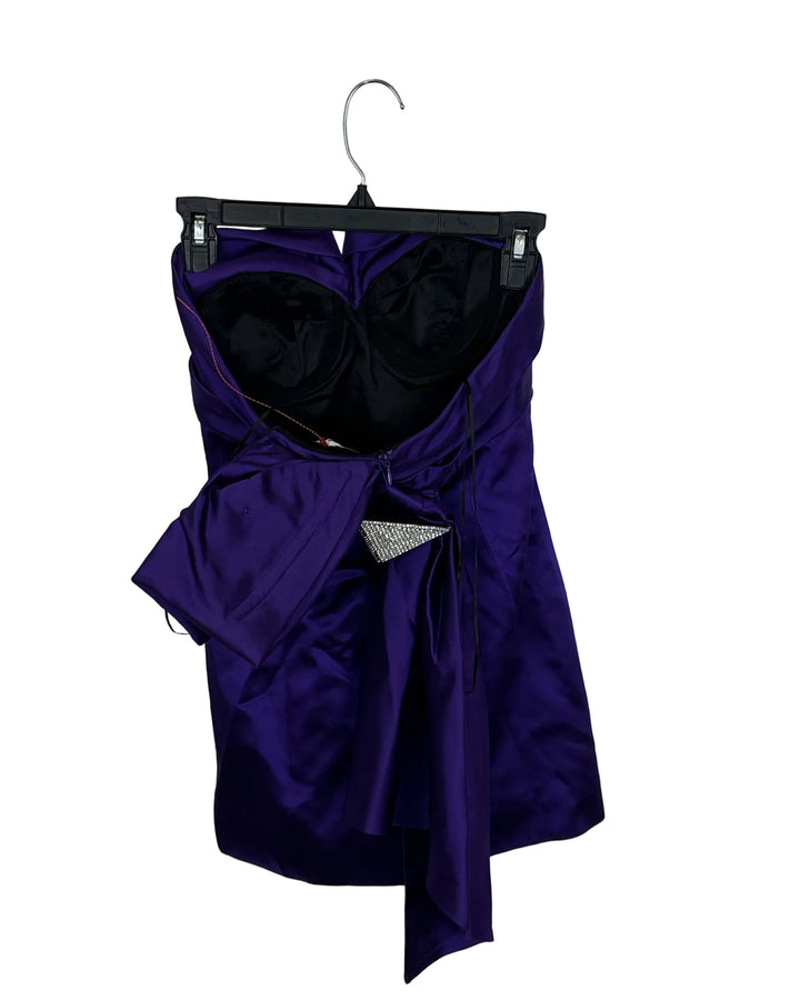 Shiny Purple Strapless Dress- Size 0/2