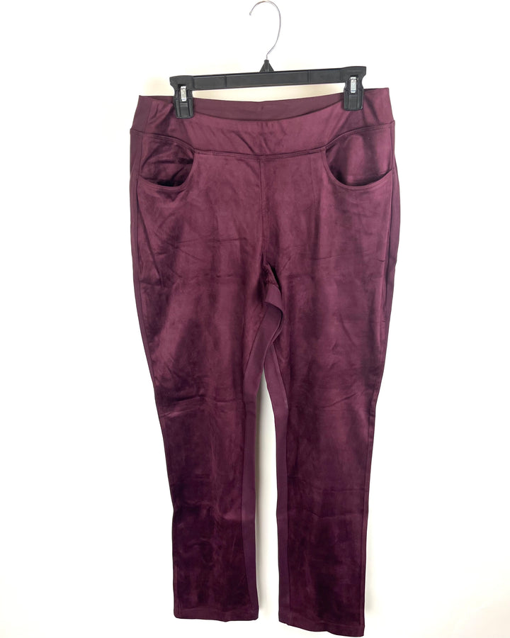 Dark Maroon Mixed Fabric Pants - Size 12