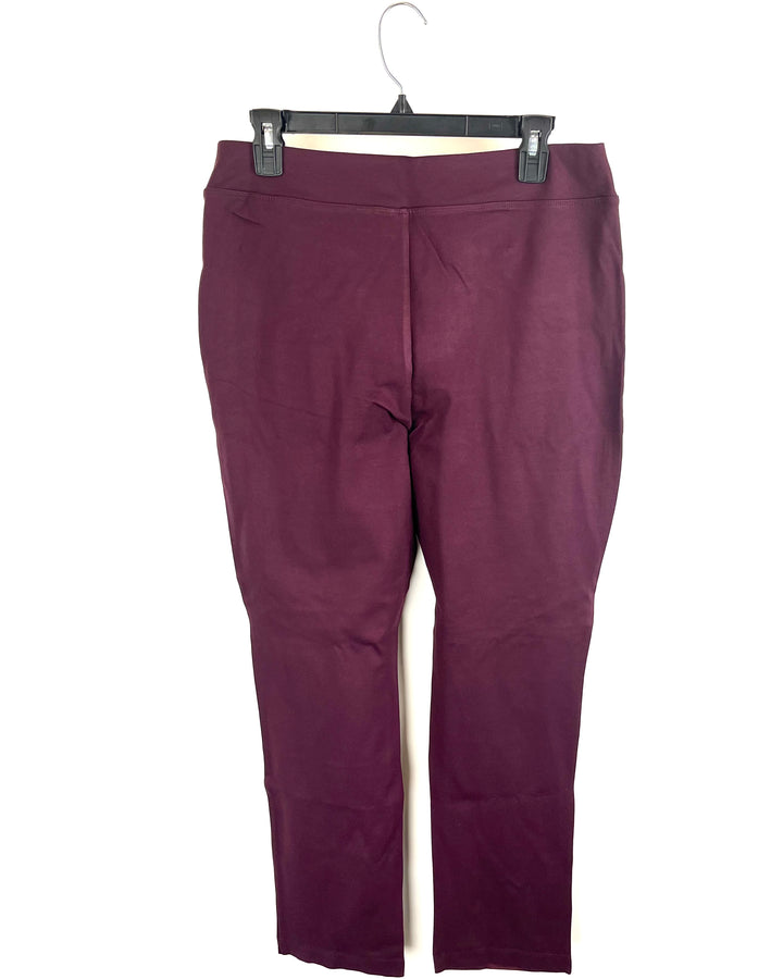 Dark Maroon Mixed Fabric Pants - Size 12