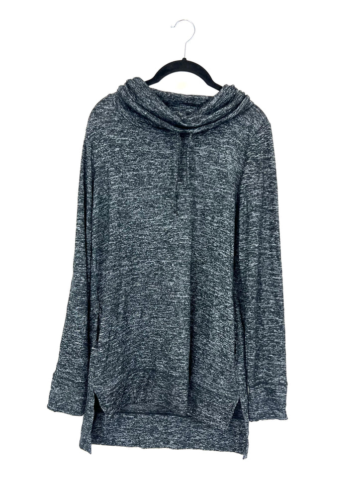 Comfy Black Long Sleeve Cowl Neck Top - Small
