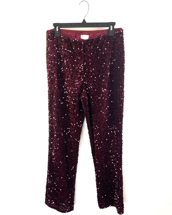 Red Velvet Sequin Pants - Size 6/8