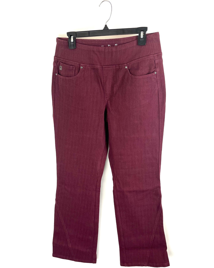 Maroon Slip On Jeans - Size 12