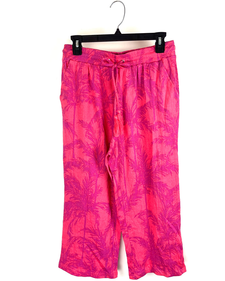 Sunset Palms Pink Capri Pants- Size 6/8