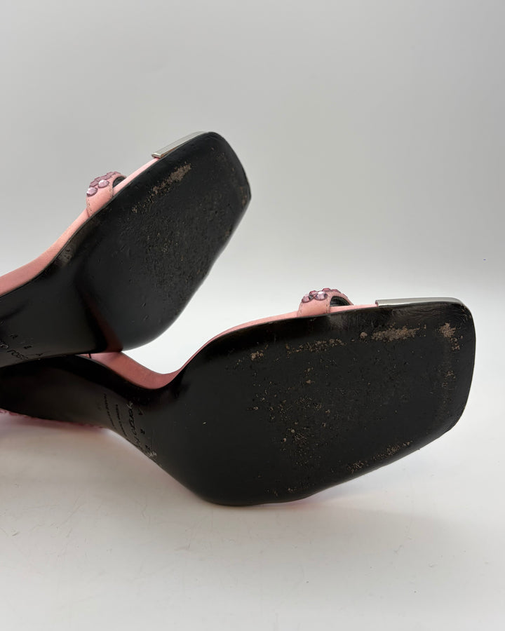 Pale Pink Open Toe Gem Pumps - Size 39