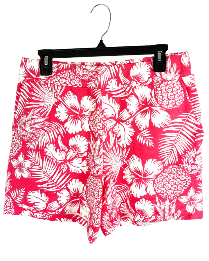 Pink Tropical Stretch Shorts - Size 6/8