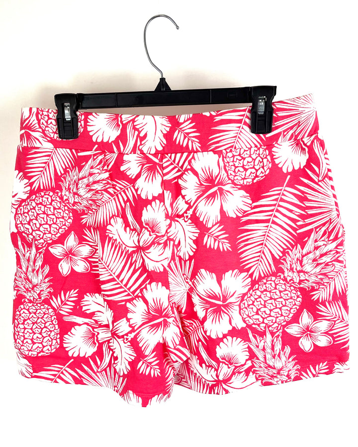 Pink Tropical Stretch Shorts - Size 6/8
