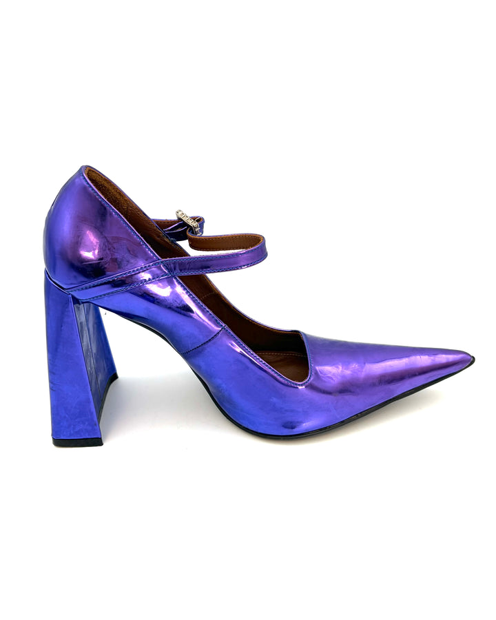 Purple Metallic Wide Heel Mary Janes - Size 39