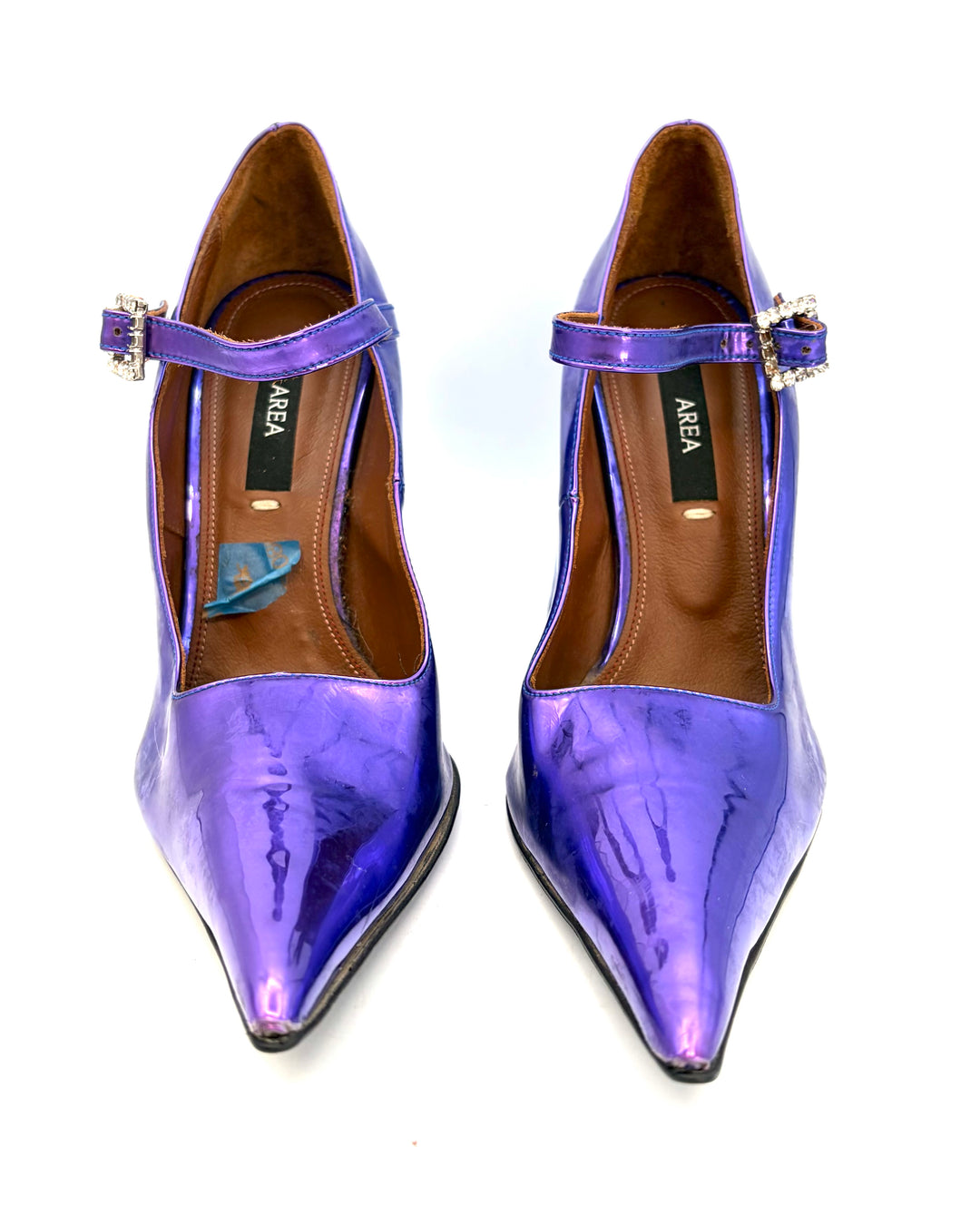 Purple Metallic Wide Heel Mary Janes - Size 39