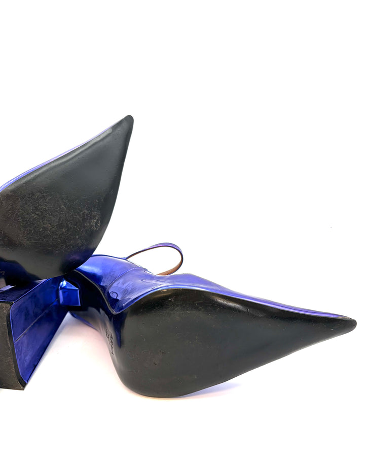 Purple Metallic Wide Heel Mary Janes - Size 39