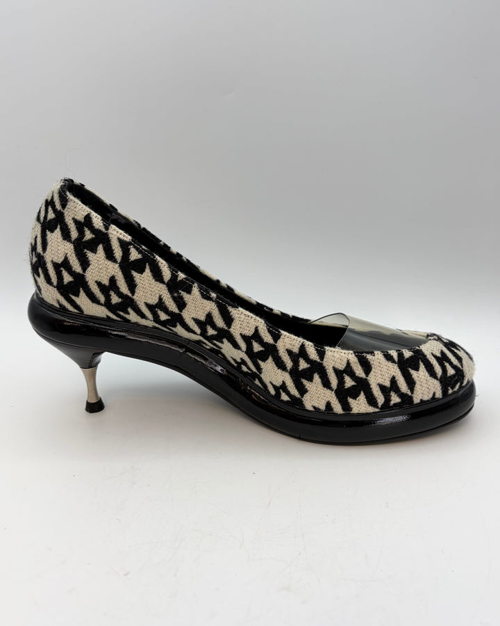 Black and White Houndstooth Heels - Size 39