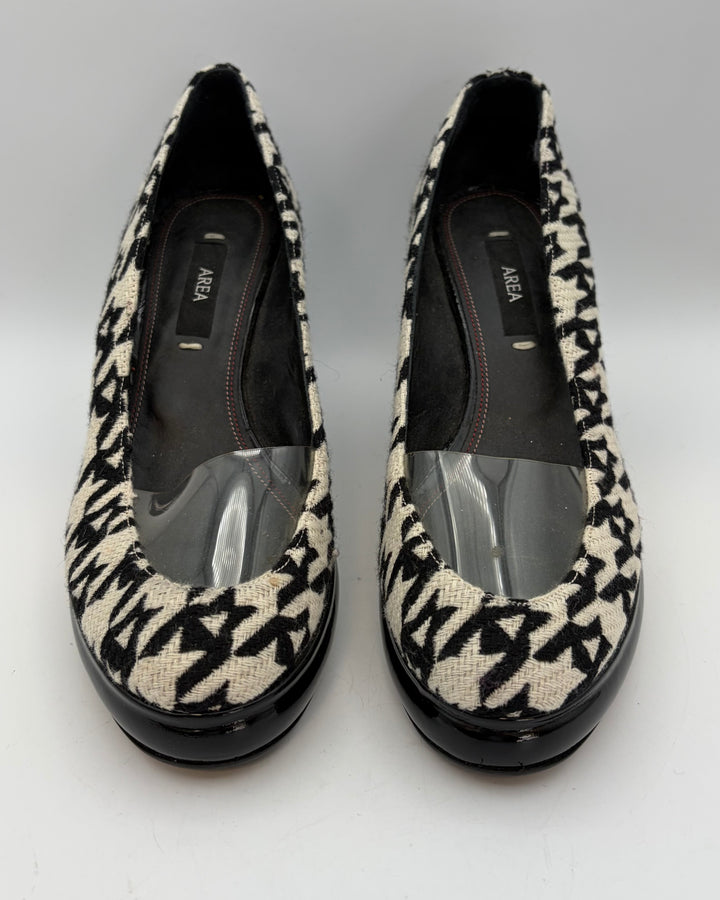 Black and White Houndstooth Heels - Size 39