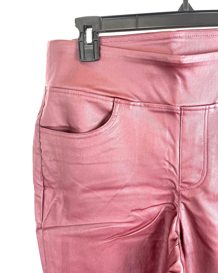 Burgundy Faux Leather Pants - Size 12