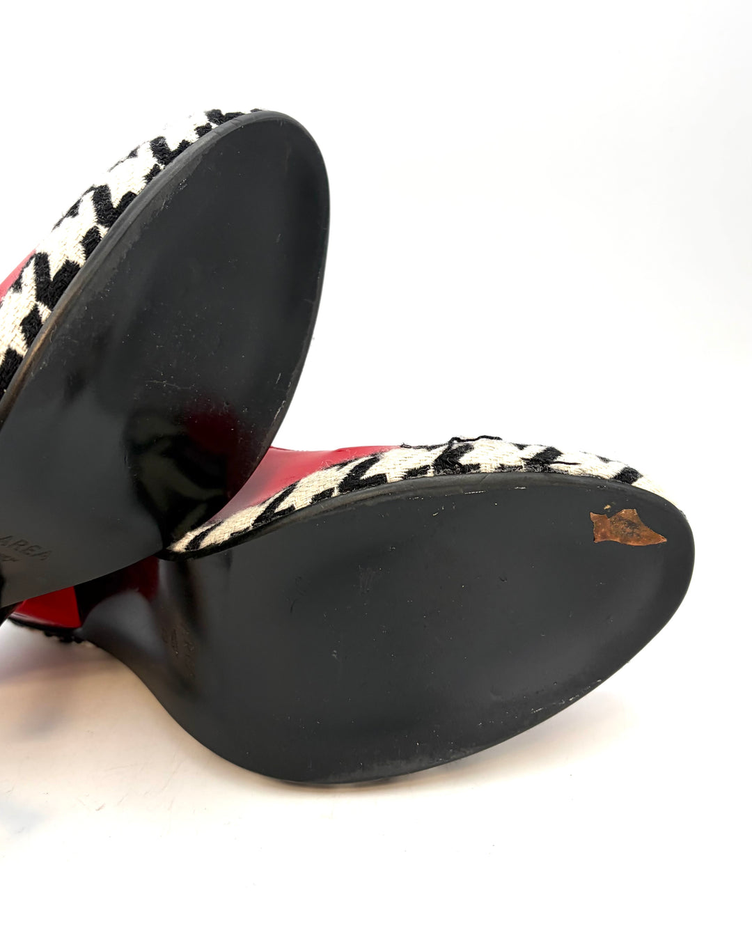 Red, White and Black Houndstooth Heels - Size 39