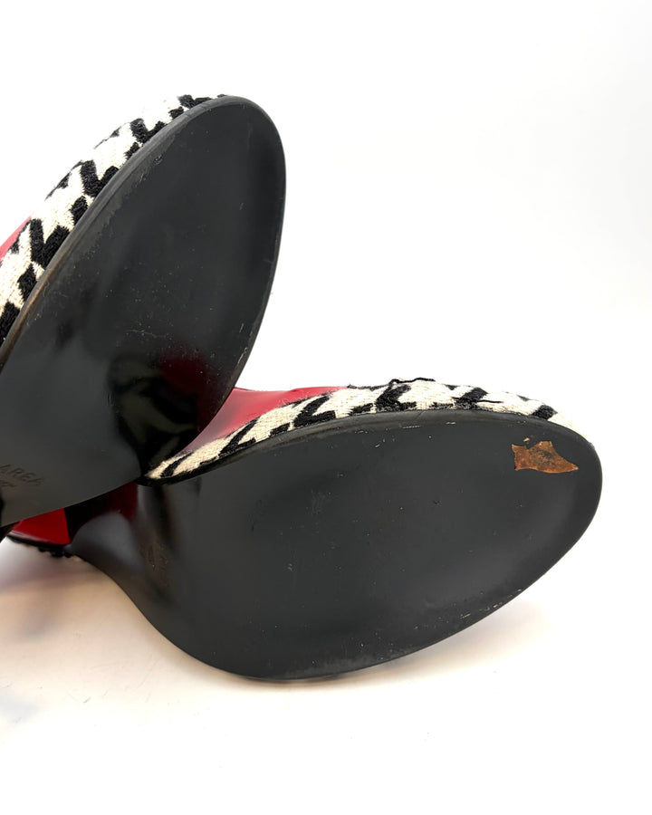 Red, White and Black Houndstooth Heels - Size 39