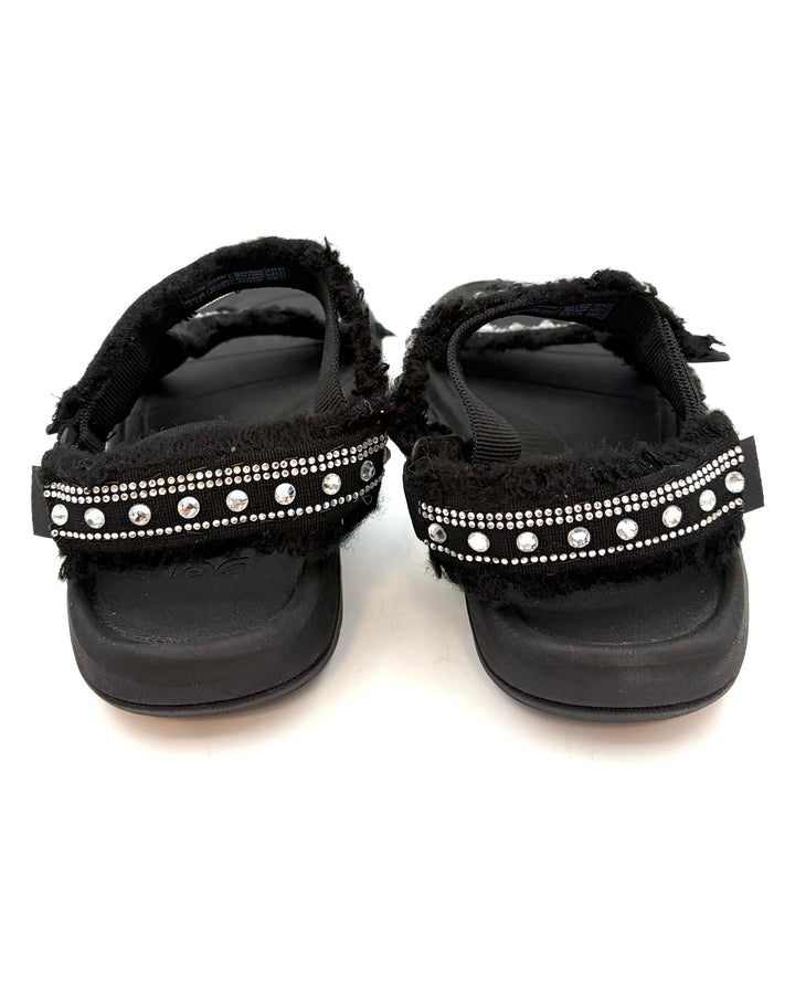 Black Rhinestone Athletic Sandals - Size 9