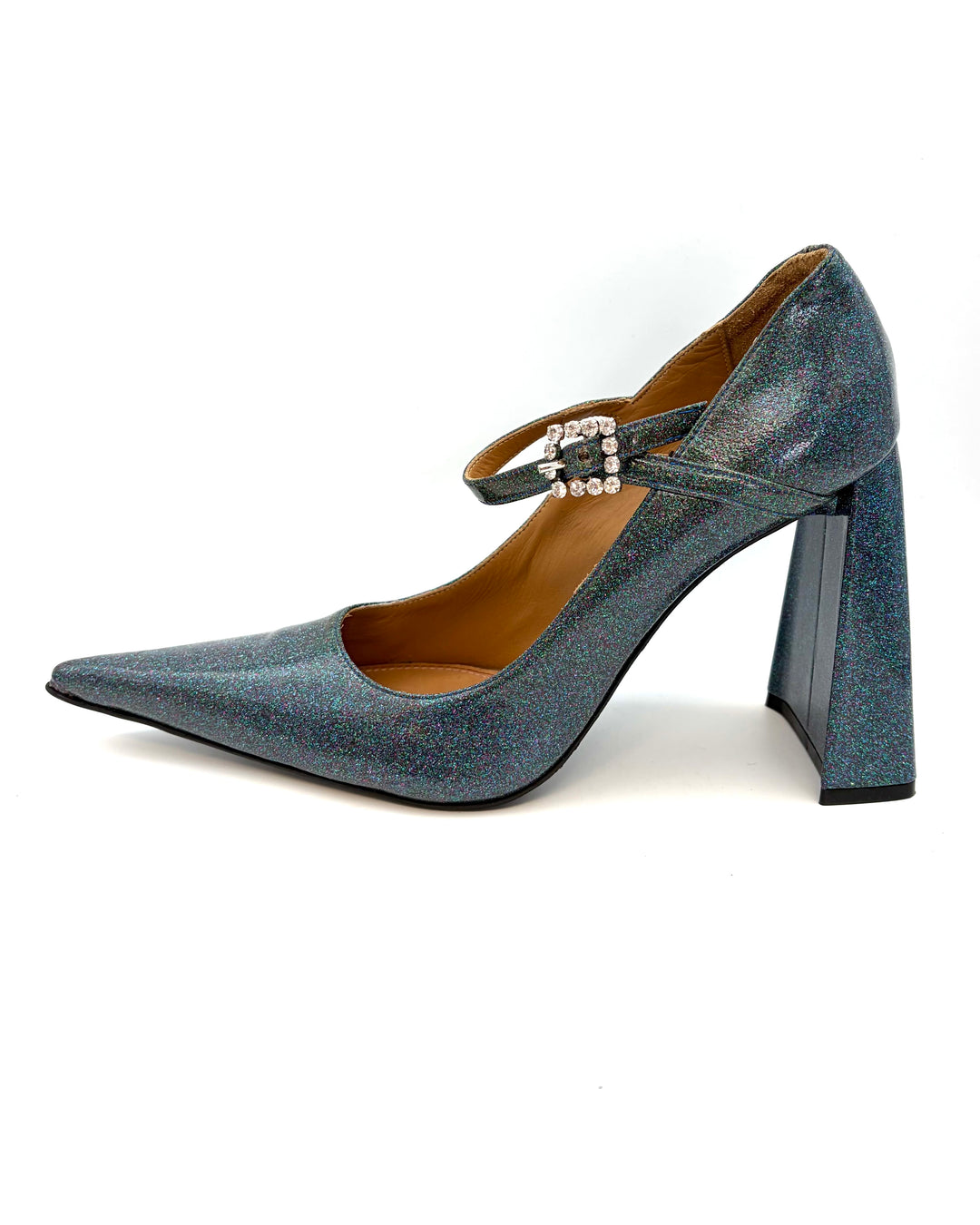 Teal Glitter Chunky Heels - Size 40