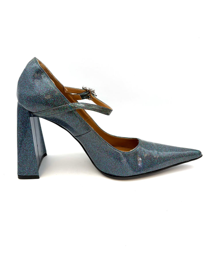Teal Glitter Chunky Heels - Size 40