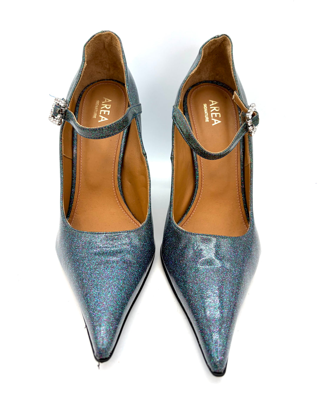 Teal Glitter Chunky Heels - Size 40