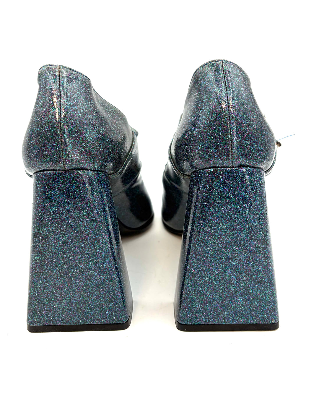 Teal Glitter Chunky Heels - Size 40