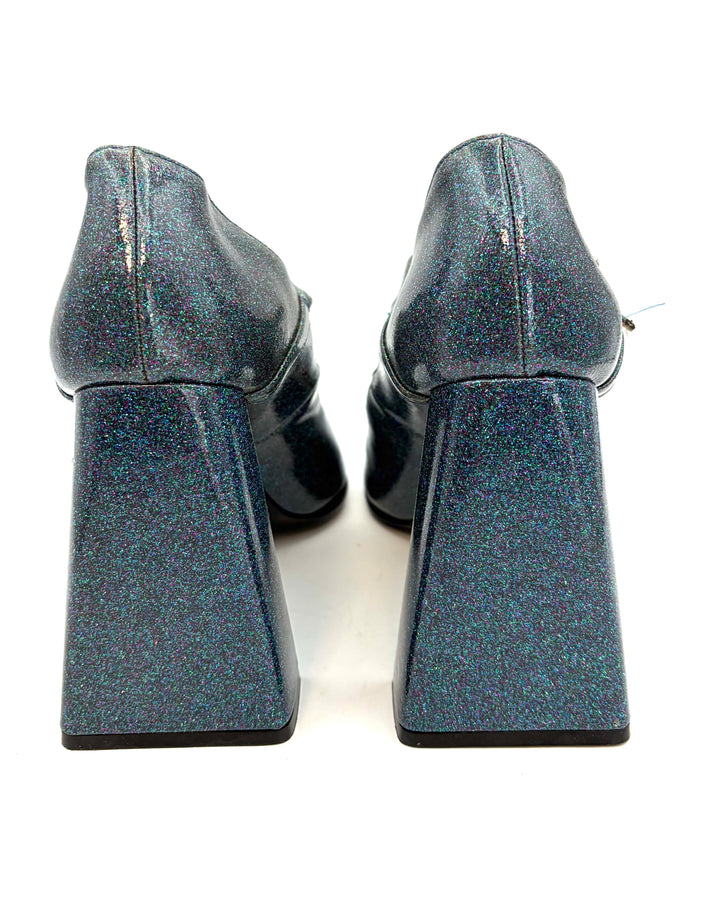 Teal Glitter Chunky Heels - Size 40