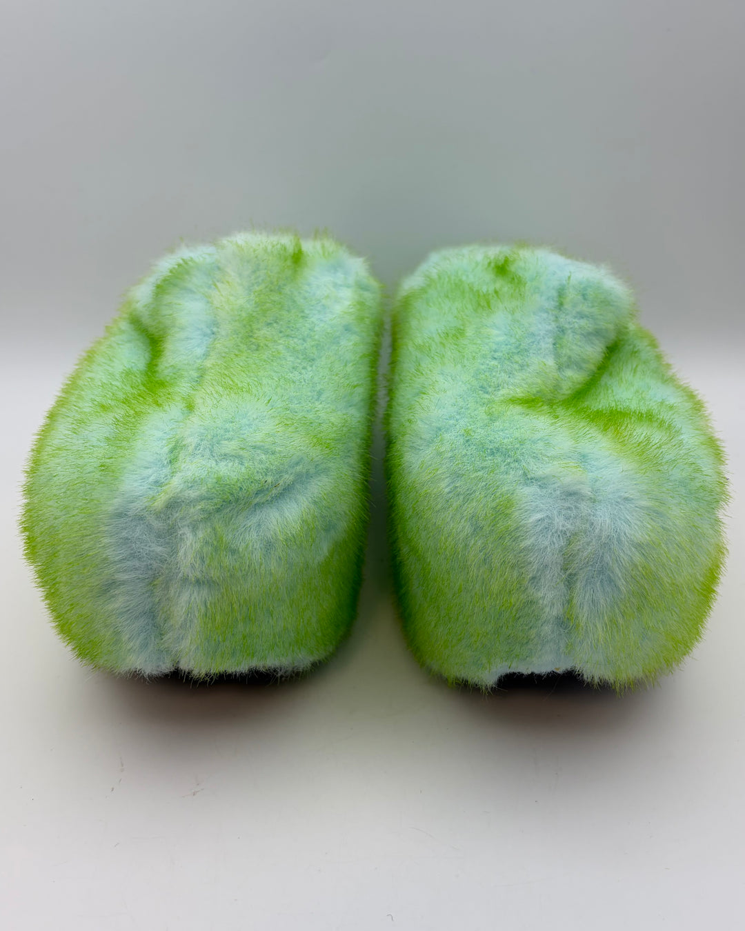 Green and Blue Faux Fur Clogs - Size 39