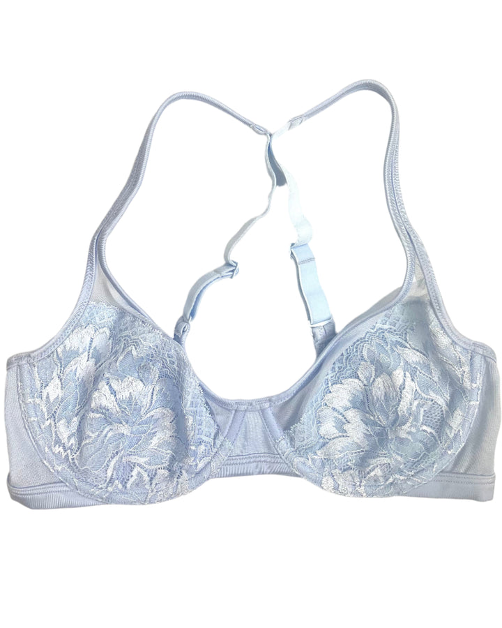Pale Blue Lace And Mesh Bra - 34C