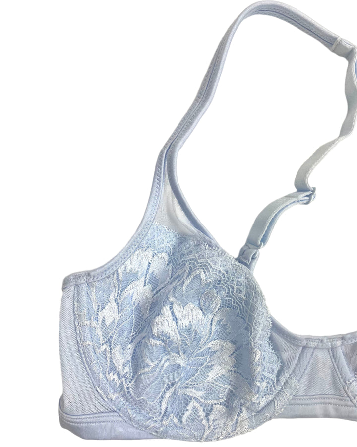 Pale Blue Lace And Mesh Bra - 34C