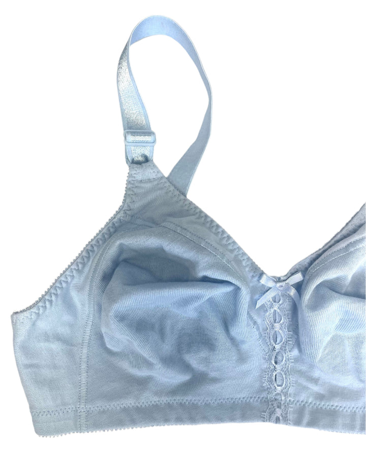 Pale Blue Non Underwire Bra With Bow - 34C
