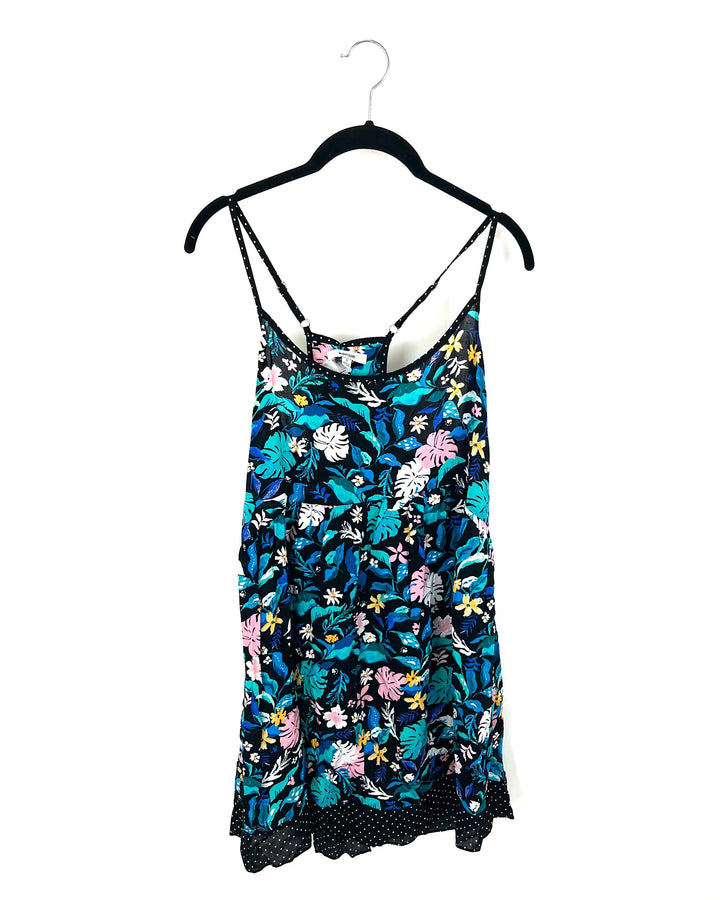 Black Floral Lounge Dress - Size 4/6