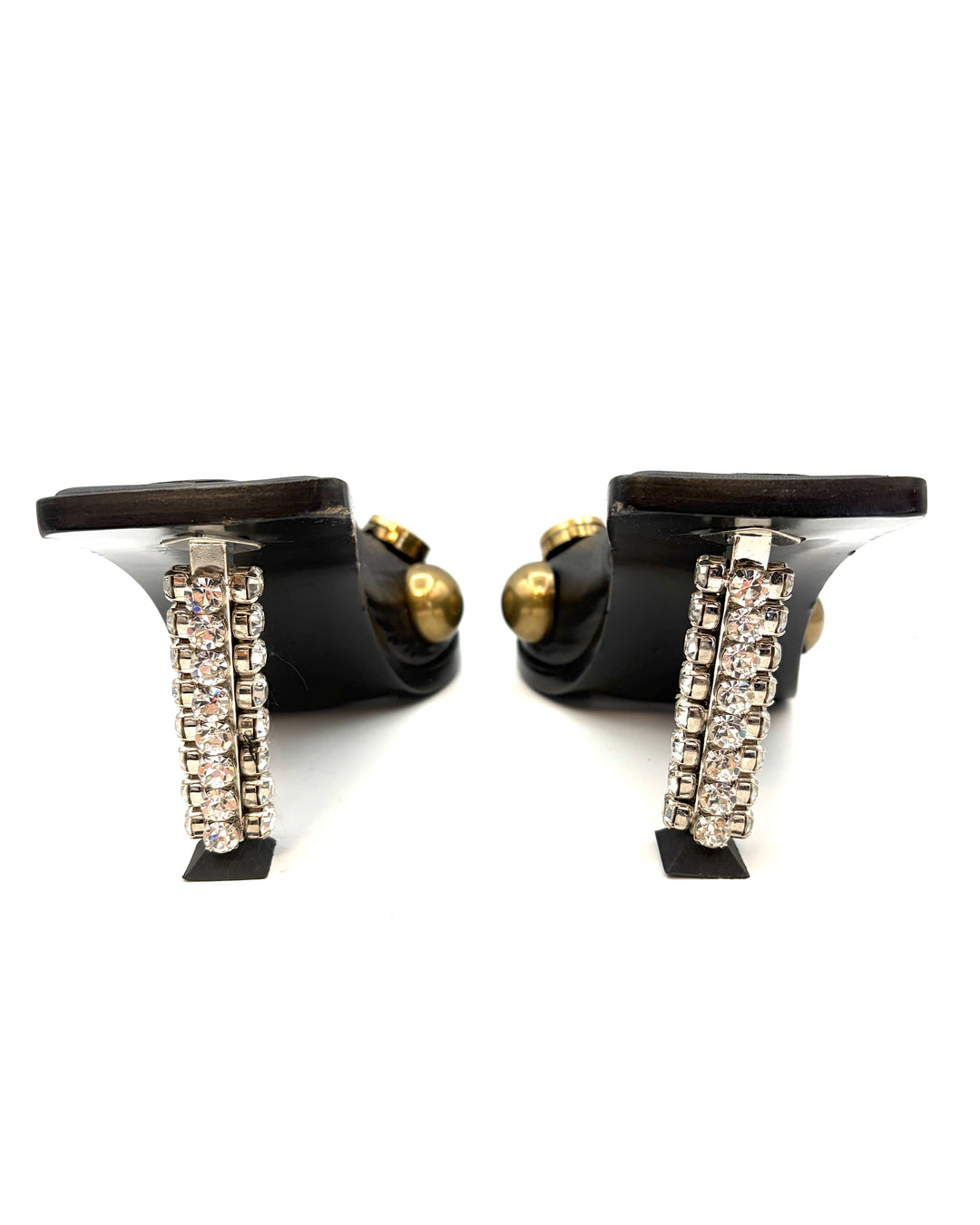 Black Bold Gem Square Toe Heels - Size 40
