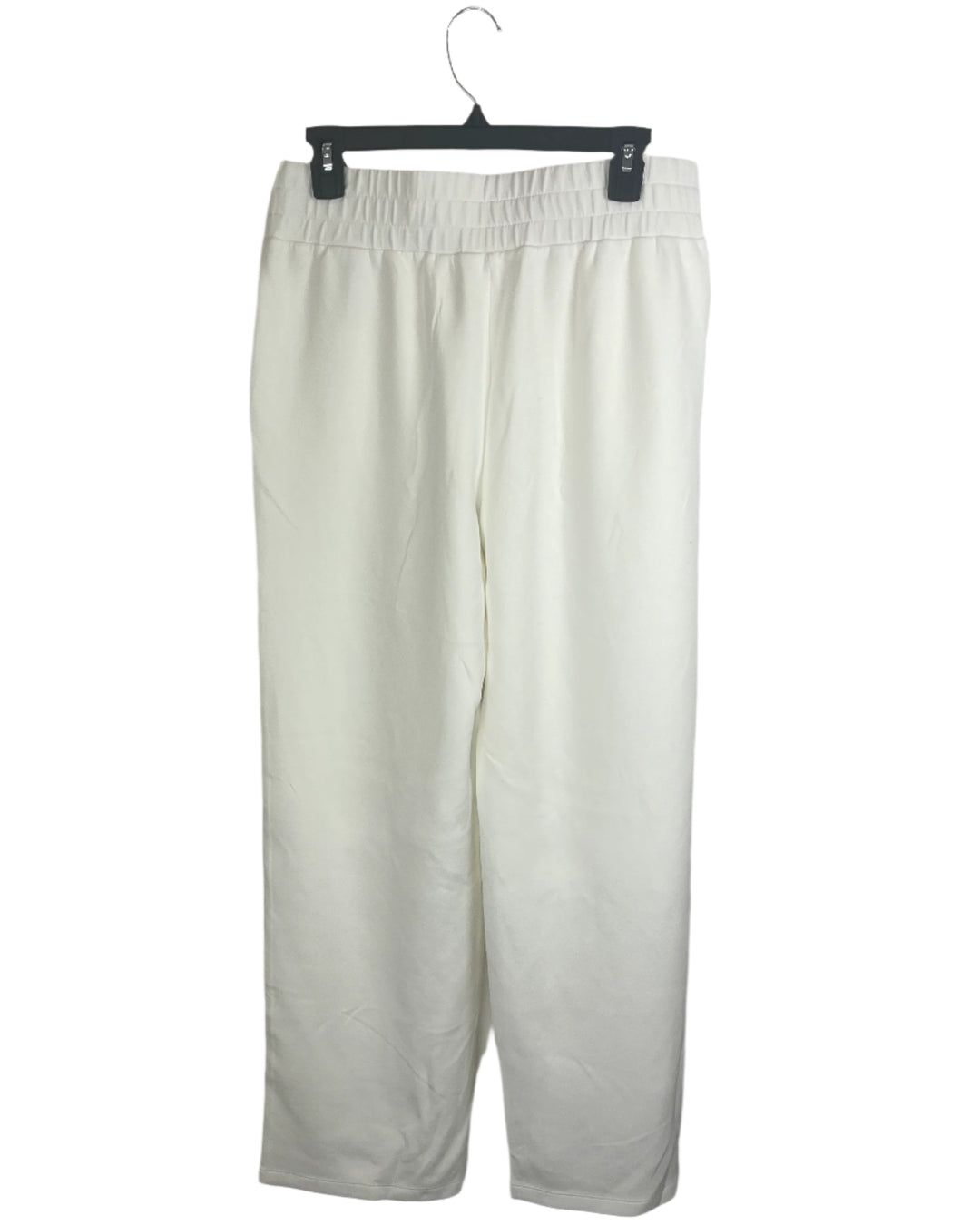 White Wide Leg Pants With Thick Rose Gold Stripe - Size 6/8