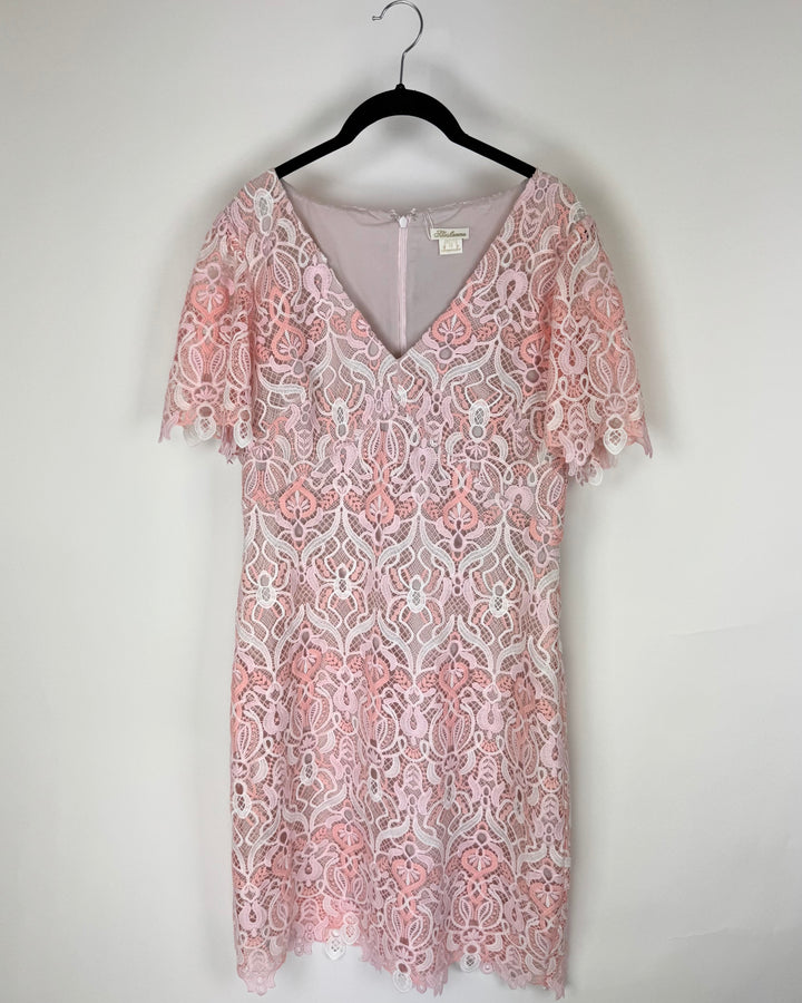 Pink and White Lace Dress - Size 12