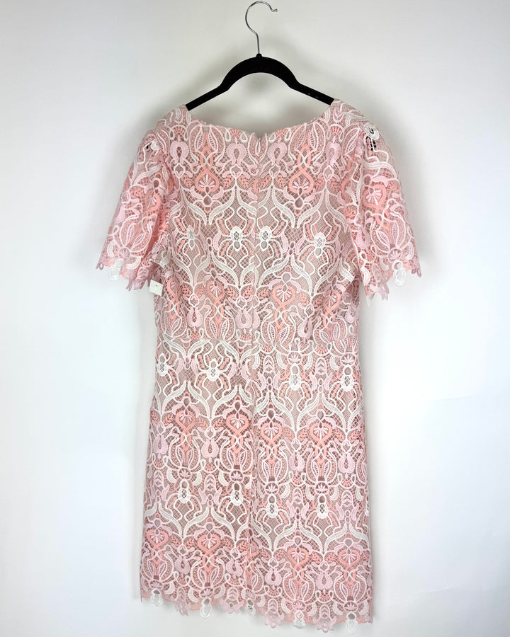 Pink and White Lace Dress - Size 12