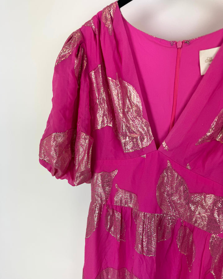Pink And Gold Metallic Dress - Size 2/4